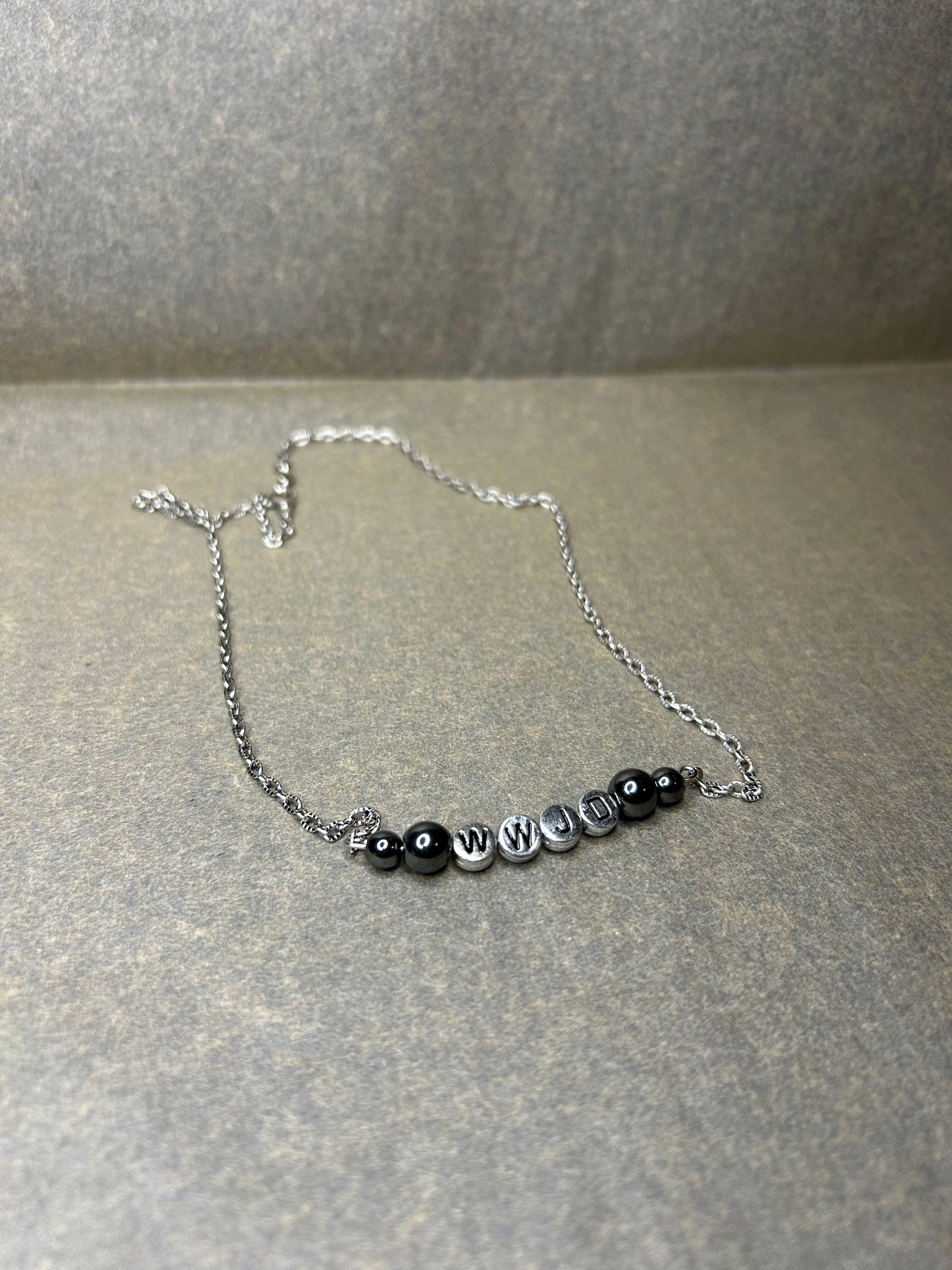 WWJD Hematite Necklace