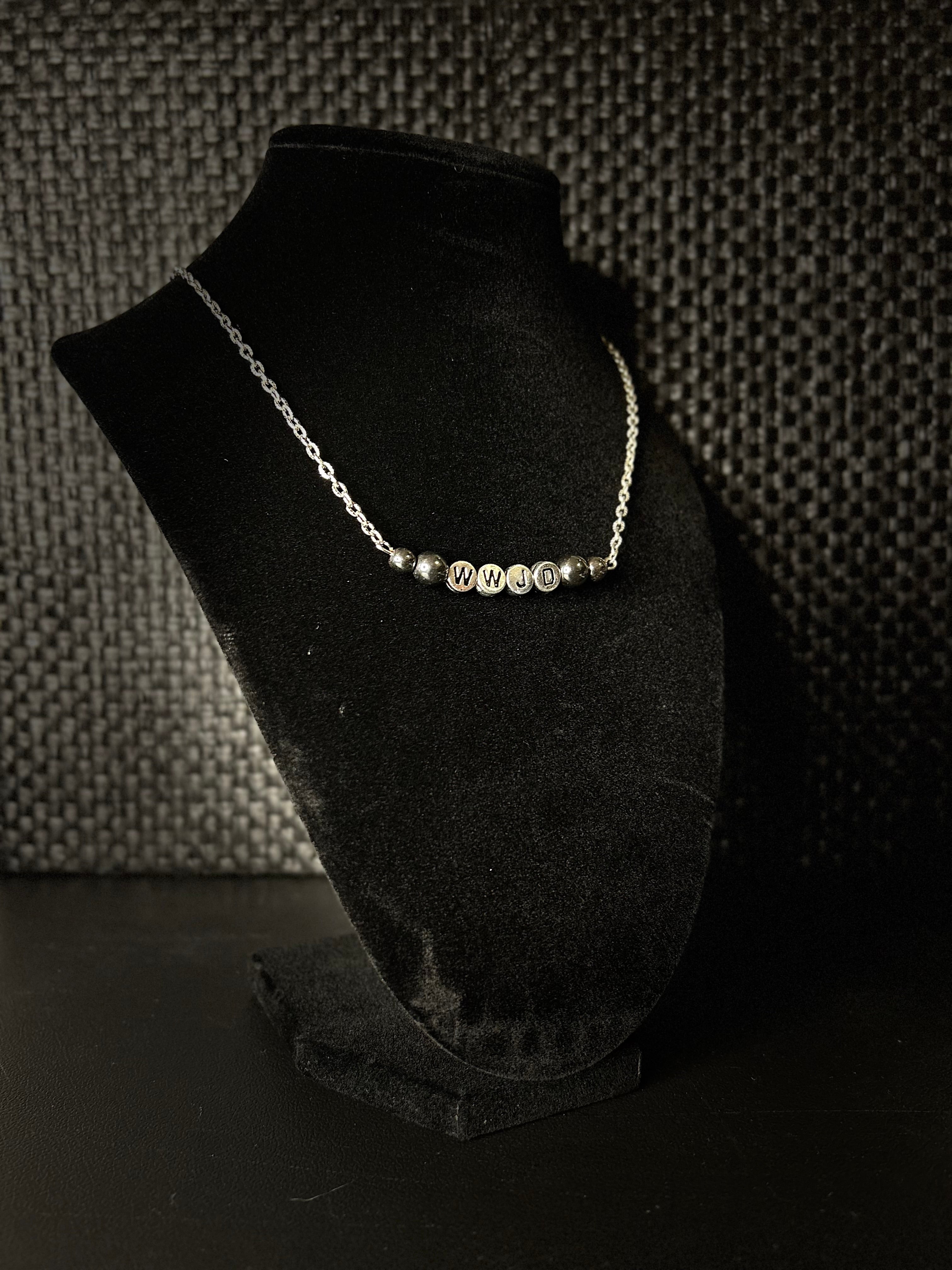 WWJD Hematite Necklace